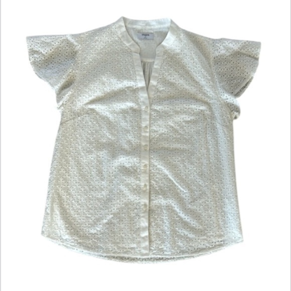 Untuckit women's white eyelet button down shirt size large
